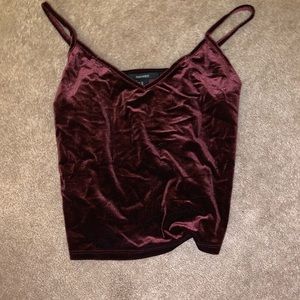 Forever 21 velvet, Maroon, v-neck tank crop top